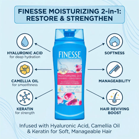 Finesse Restore + Strengthen Moisturizing 2in1 Shampoo + Conditioner 384ml