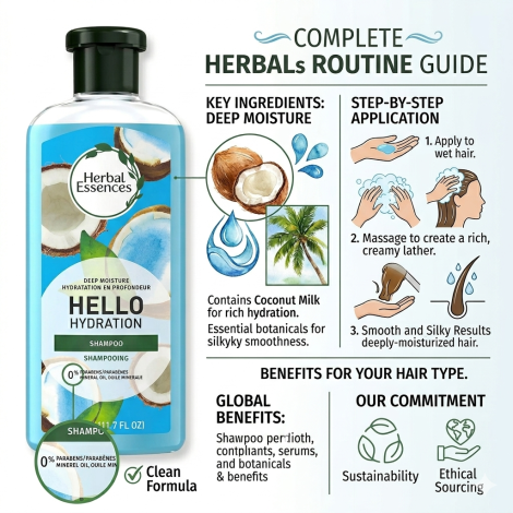 Herbal Essences Deep Moisture Hello Hydration Shampoo 346ml