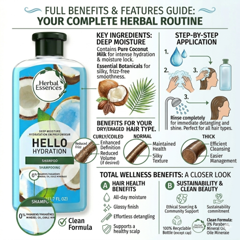 Herbal Essences Deep Moisture Hello Hydration Shampoo 346ml