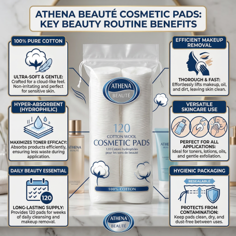 Athena Beaute Cotton Wool Cosmetic Pads 120 pis (2 Pack)