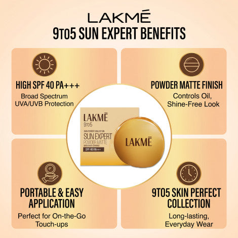 Lakme 9 to 5 Sun Expert Compact Powder Sunscreen SPF 40++7g