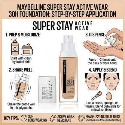 Maybelline Super Stay Active Wear Foundation 30H- 220 Natural Beige