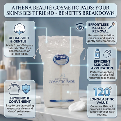 Athena Beaute Cotton Wool Cosmetic Pads 120 pis (2 Pack)