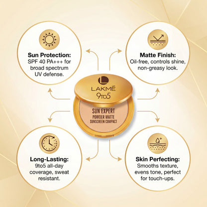 Lakme 9 to 5 Sun Expert Compact Powder Sunscreen SPF 40++7g