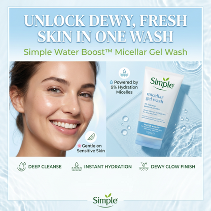 Simple Water Boost 9% Hydration Powered Micellar Gel Wash 150ml