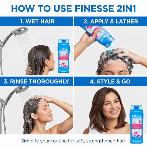 Finesse Restore + Strengthen Moisturizing 2in1 Shampoo + Conditioner 384ml